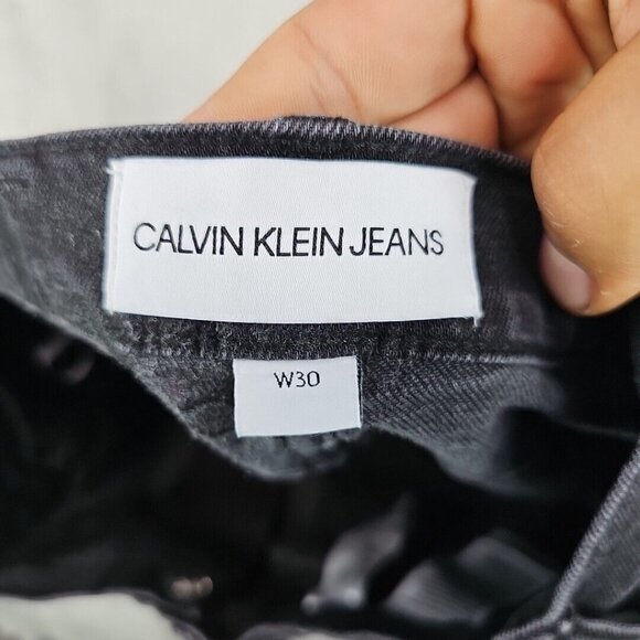 Calvin Klein Mom Jeans Womens Size 30 Black Crossover Button Embroidered Logo - Picture 9 of 10